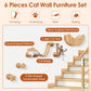 Cat Wall Furniture Set Kitten Wall Mounted Shelves with Hammock-Natural