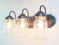 Rustic Vintage Mason Jar BATHROOM Light Trio