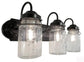 Rustic Vintage Mason Jar BATHROOM Light Trio
