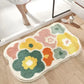 VIKAMA | Fresh Floral Imitation Cashmere Rug - Non-Slip, Absorbent Bathroom Mat/Living Room Doormat/Multi-Purpose Foot Mat