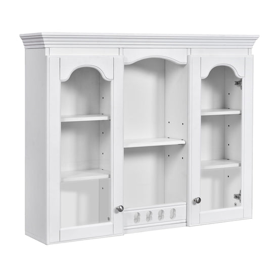 Wall-Mounted Medicine Cabinet With 2 Glass Doors, Adjustable Shelves - White
